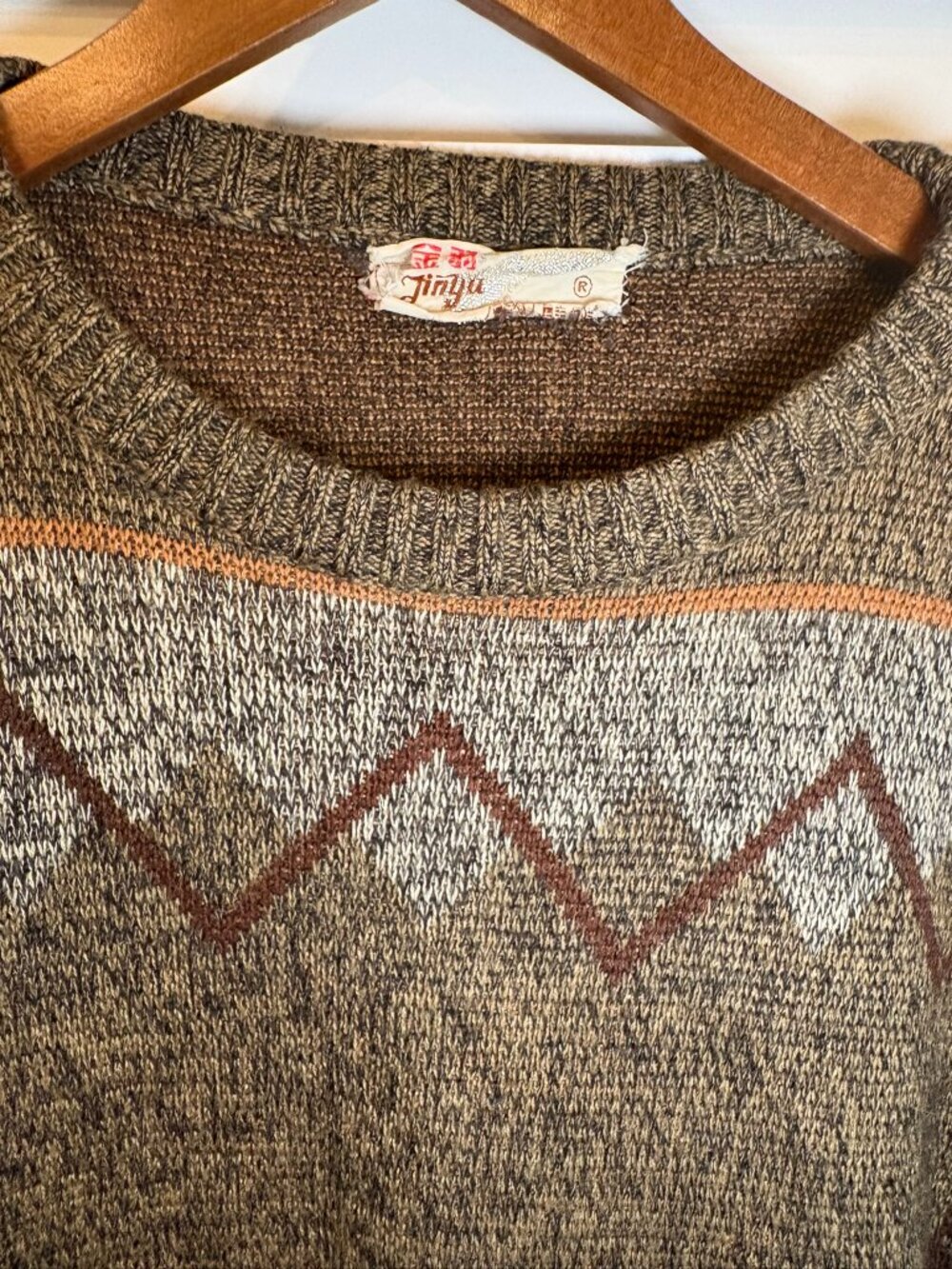 Jinya Vintage Novelty Landscape Knit Sweater Eclectic Grandpa Olive L XL - Picture 6 of 8